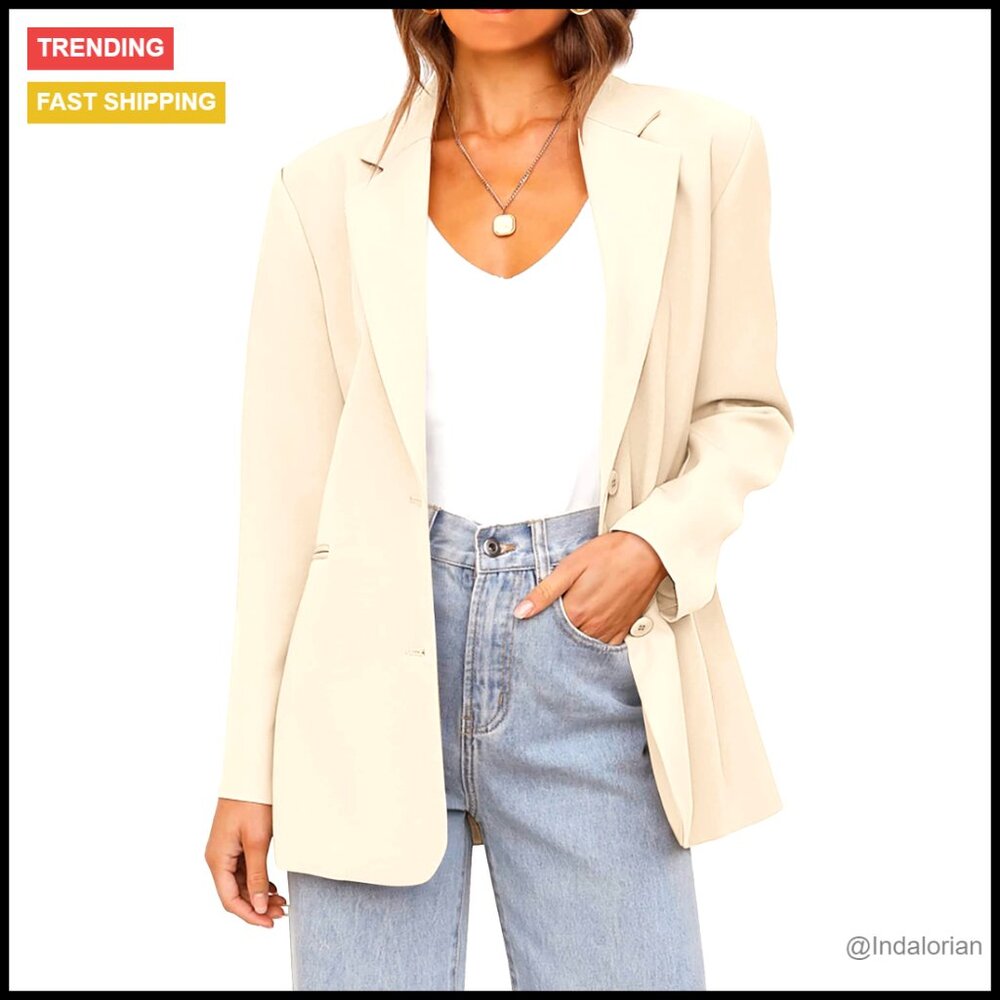 Oversized Blazer Chic Business Casual Long Sleeve Lapel Suit Jacket Work Office